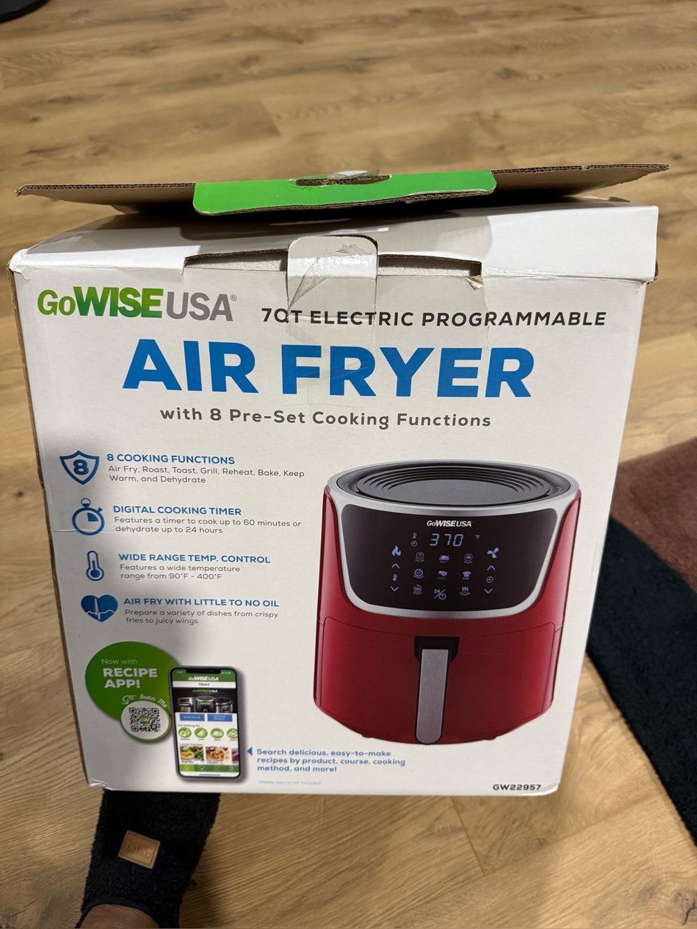 GoWISE USA 7QT Electric Programmable Air Fryer - Red